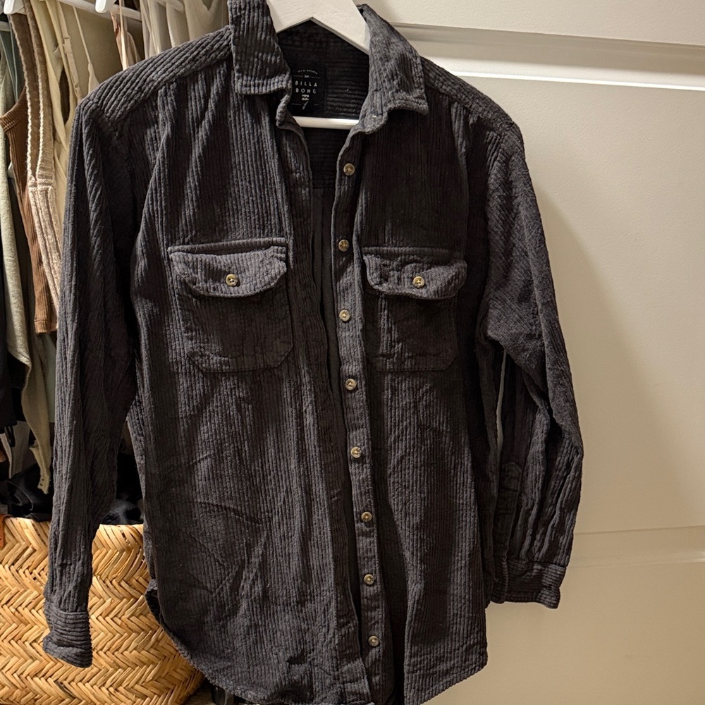 Billabong Black Corduroy Button Down Shirt